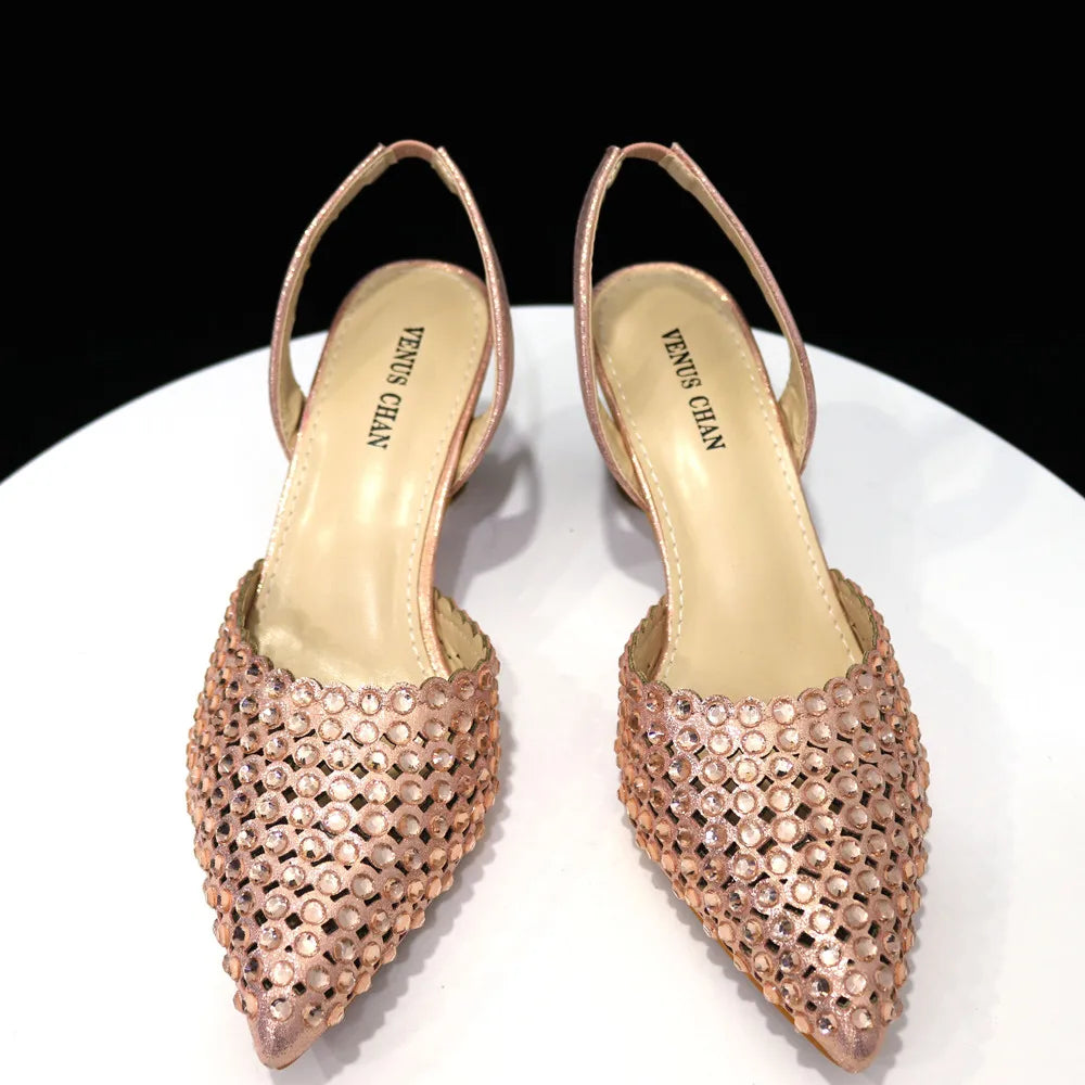 Wine Crystal Pointed-Toe Heels