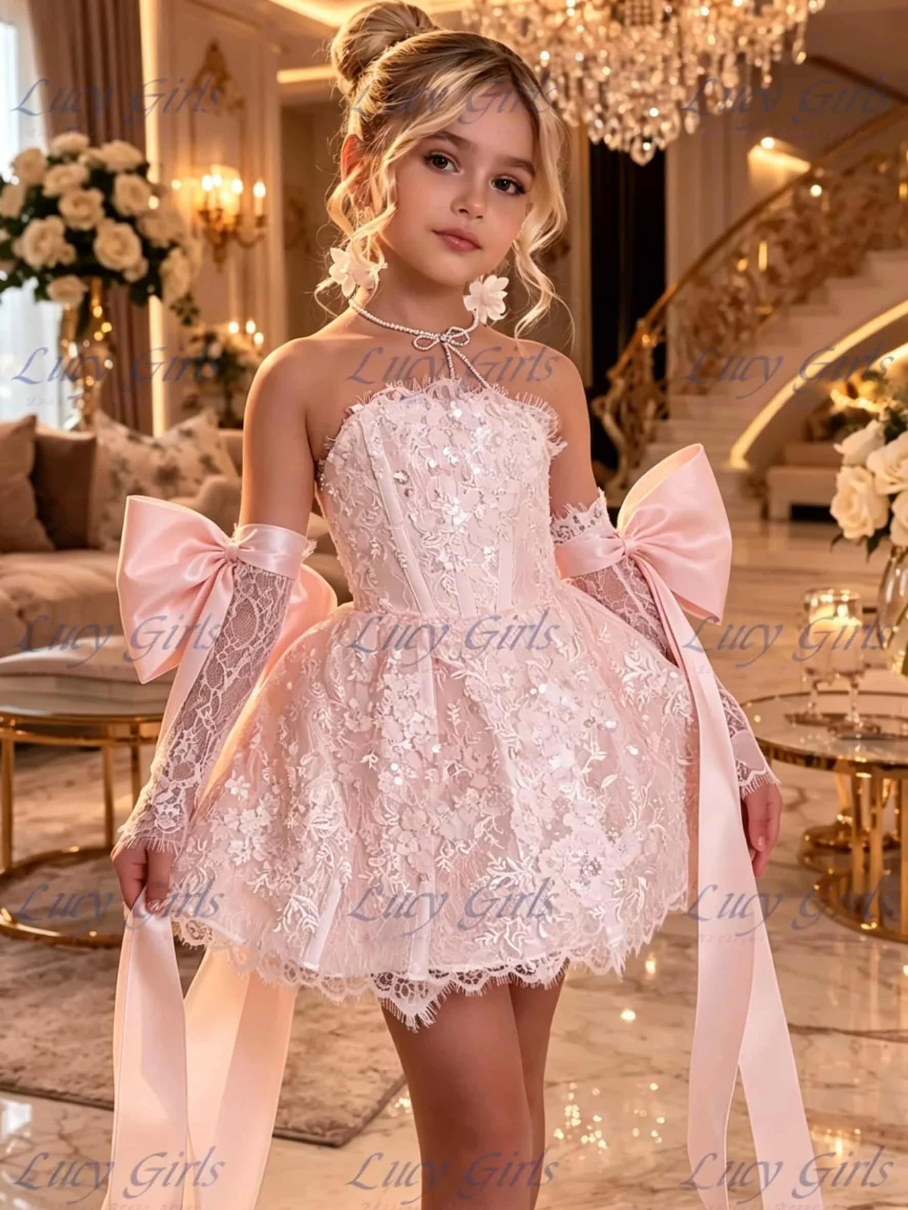 Lace & Satin Flower Girl Dress