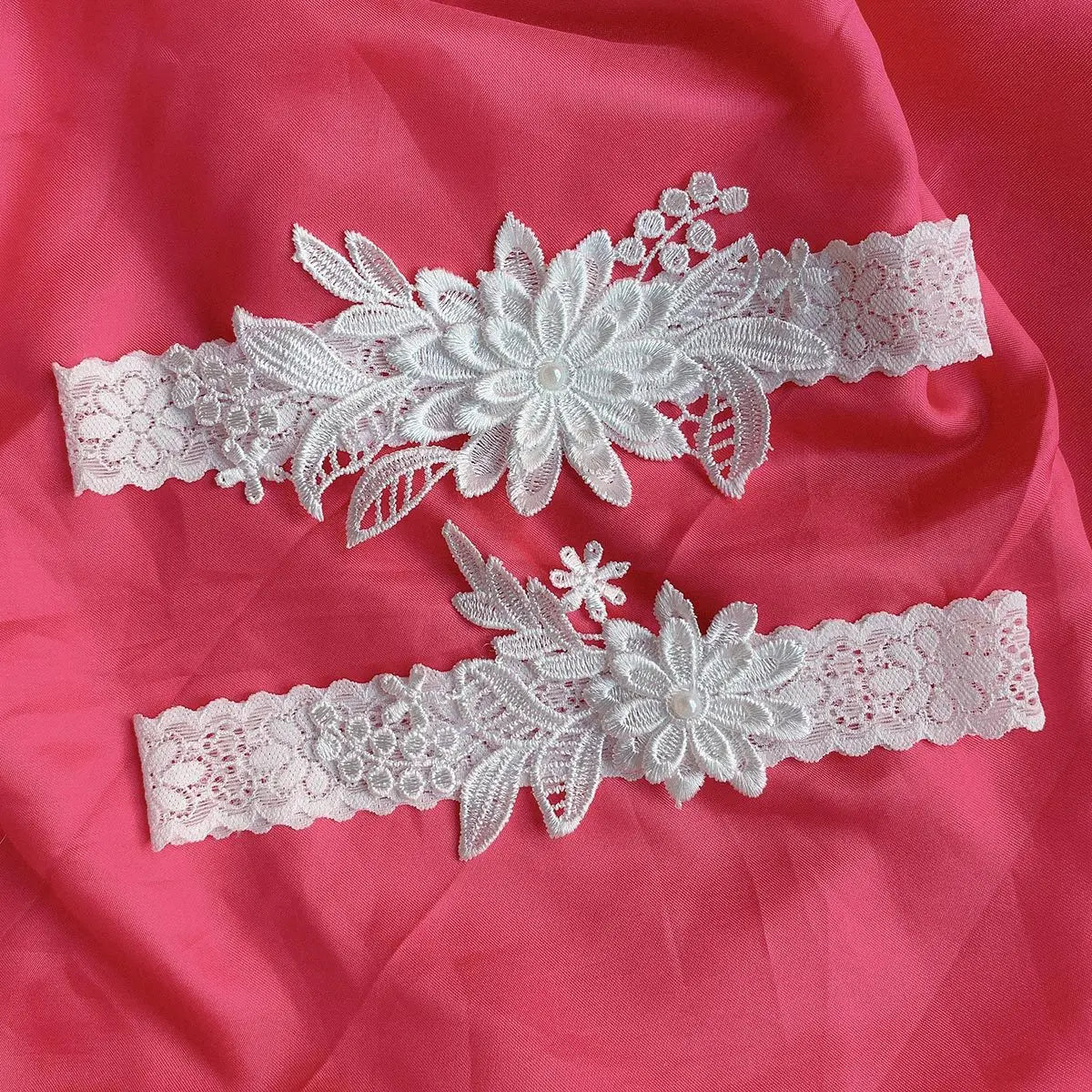 Lace Flower Thigh Ring Pearls Wedding Garter Belt Bridal Cosplay Fashion Stocking Ring