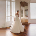 Graceful Elegant Wedding Dresses Women's A Line Long Sleeve Appliques Bridal Gowns Boat Neck Formal Vestidos De Novia Customized