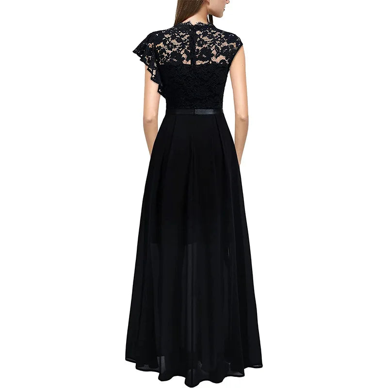 3D Flower High Slit Bridesmaid Dress