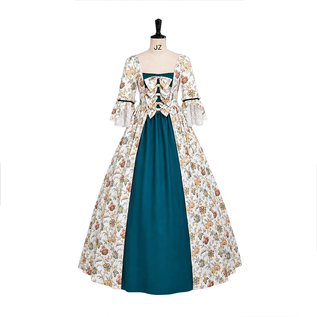 18th Century Rococo Floral Dress Victorian Royal Princess Wedding Ball Gown Marie Antoinette Baroque Gothic Lolita Walking Costu