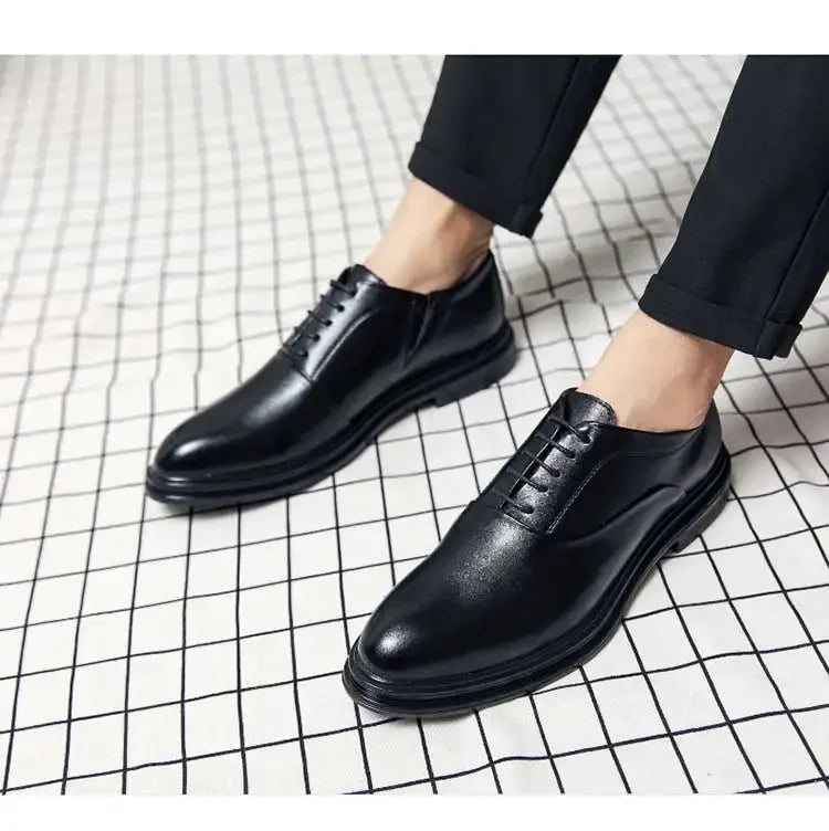 Business Formal Leather Shoes Men's Casual with Suit Low Top Solid Wedding Shoes Color Fashion Oxford Shoes Pointed Office