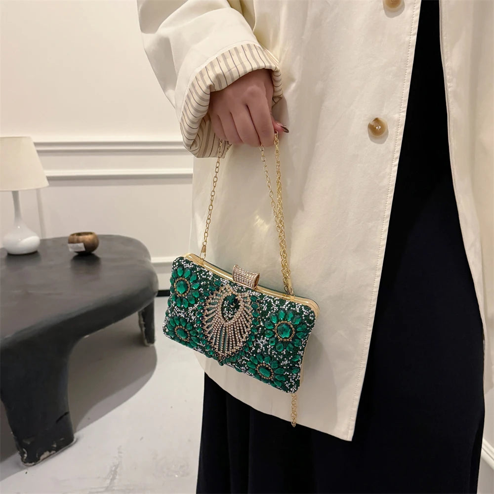 Rhinestone Gemstone Crossbody Clutch
