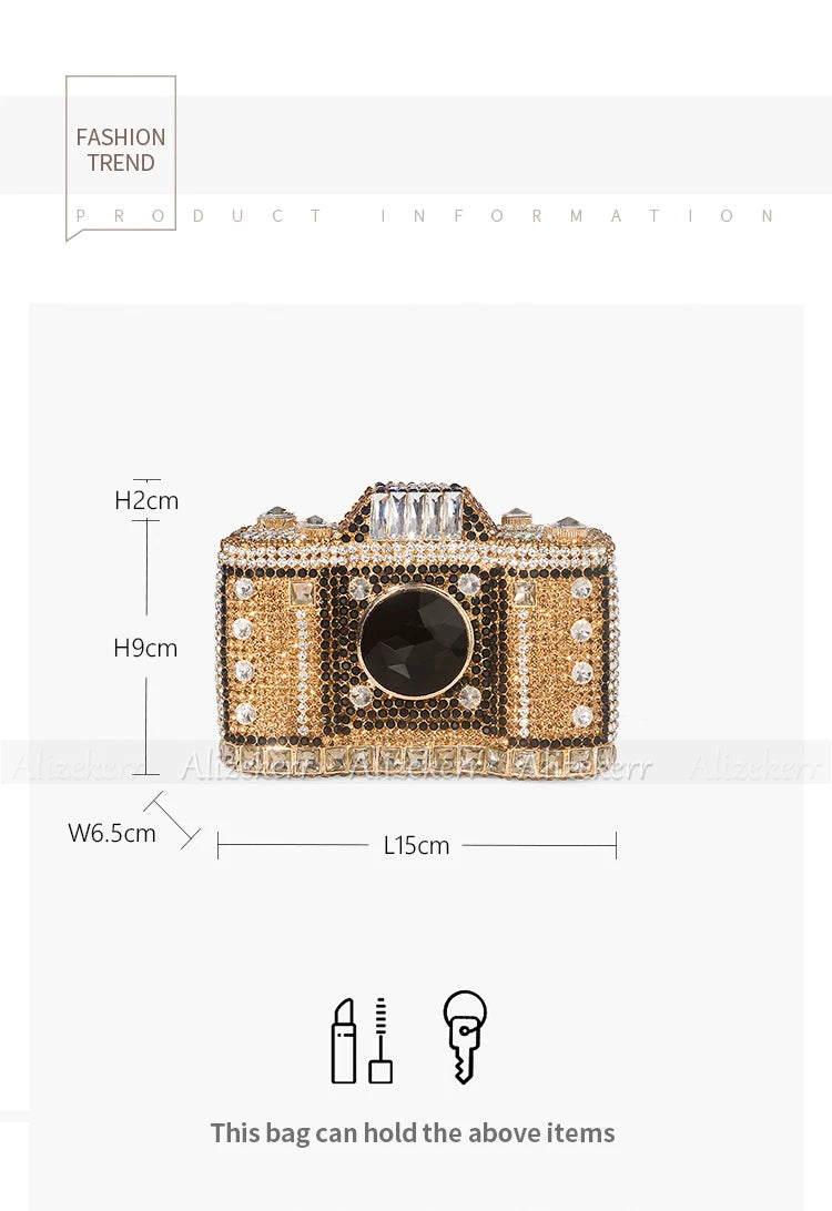 Camera-Shaped Diamond Evening Clutch