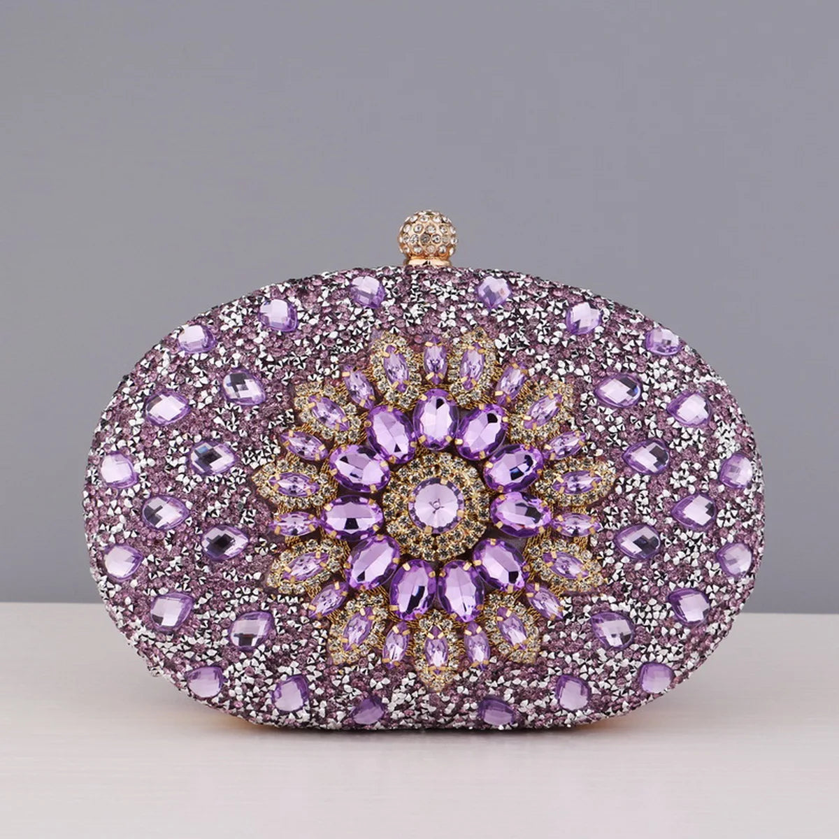Flower Rhinestone Evening Clutch