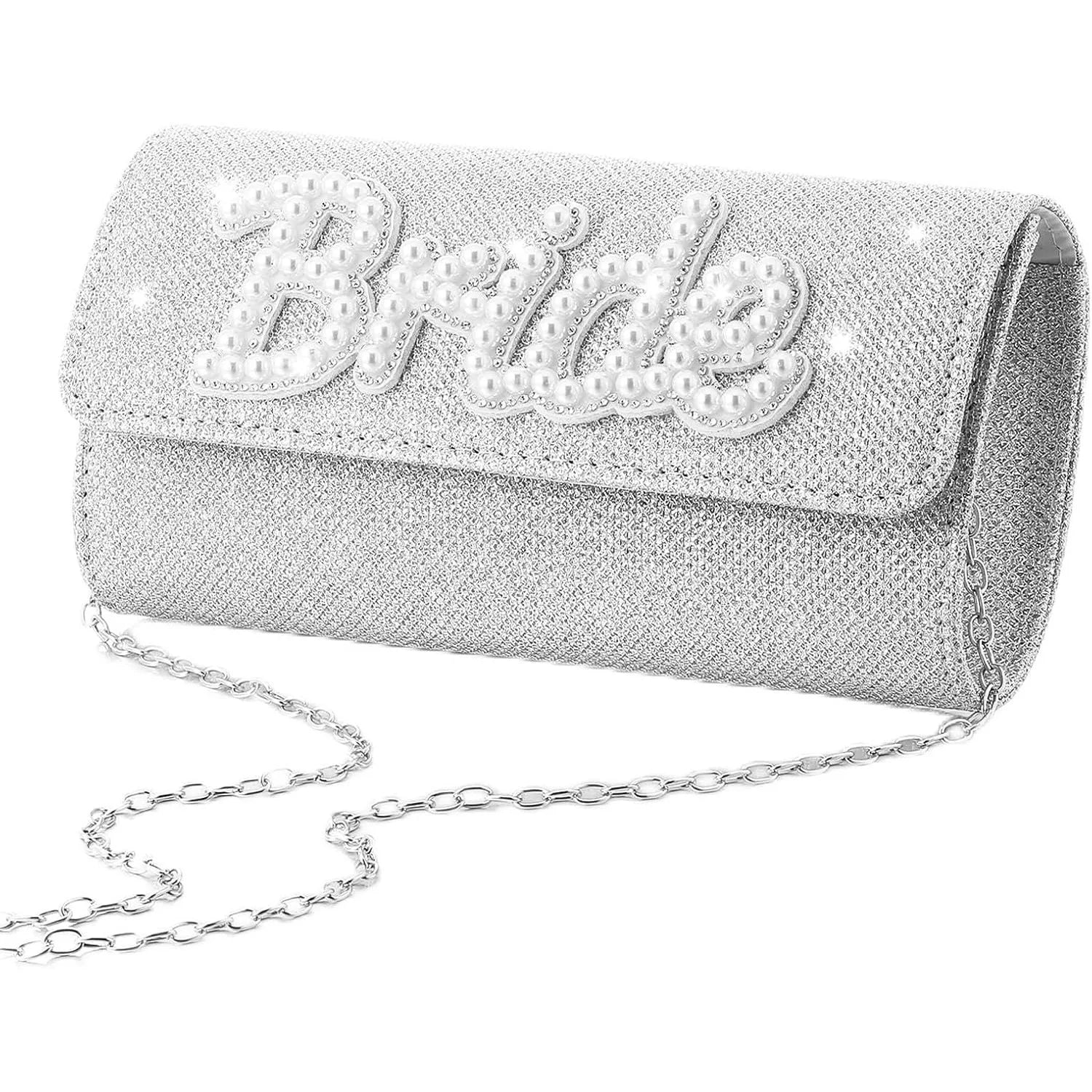 Pearl Rhinestone Letter Bride Evening Clutch Purse Wedding Honeymoon Handbag  Photo Prop Romantic Present For Bride To Be