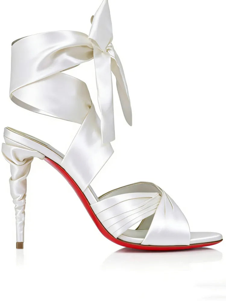 2026Summer New Women's Stiletto Sandals Round Head Strap Party Wedding Women's 34-44 Large High Heel Sandals