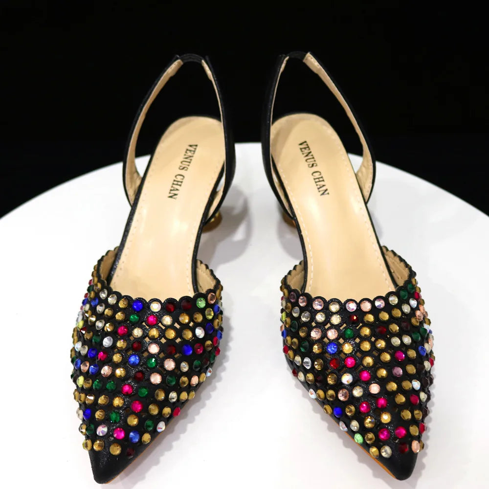 Wine Crystal Pointed-Toe Heels