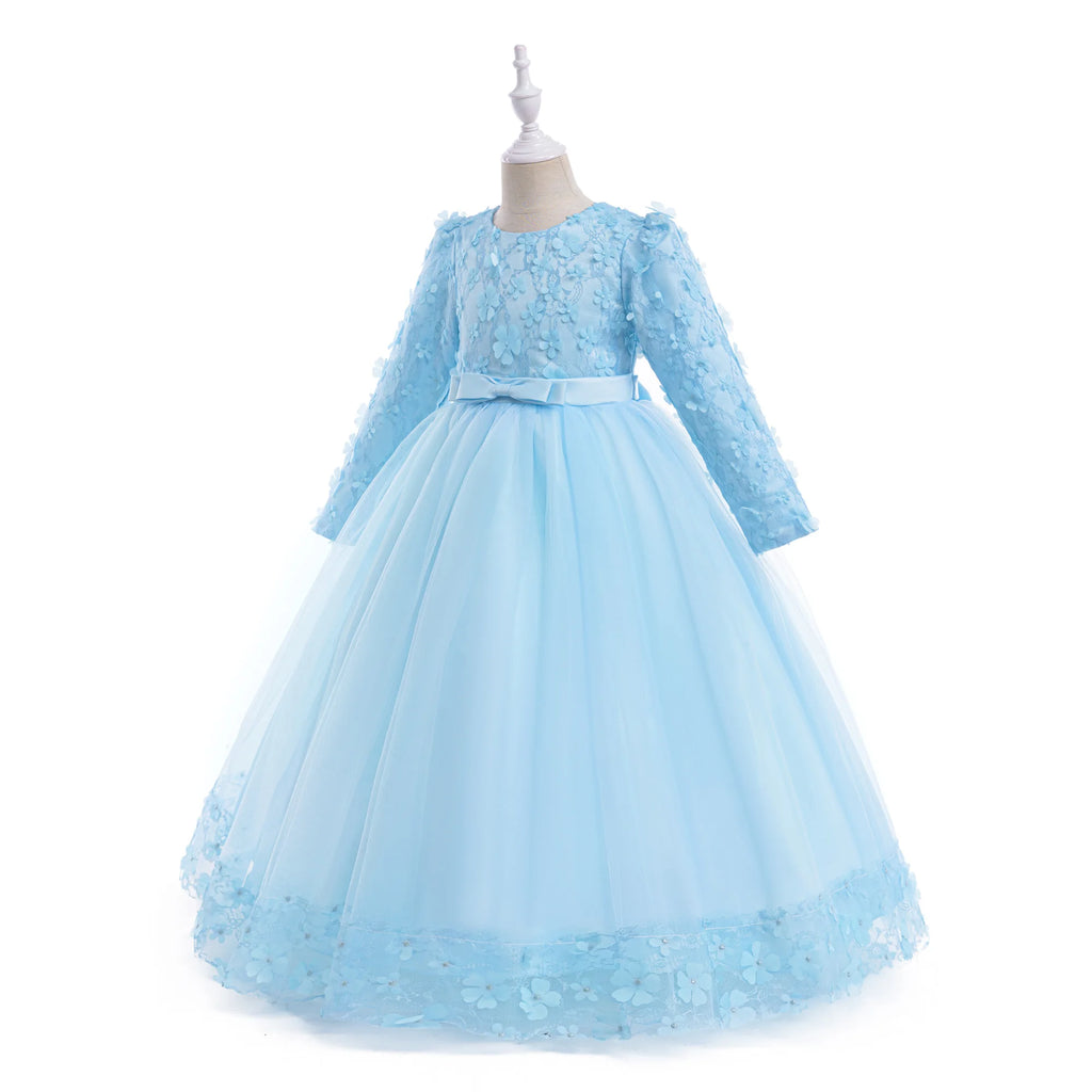 Long-Sleeve Lace Junior Bridesmaid Dress
