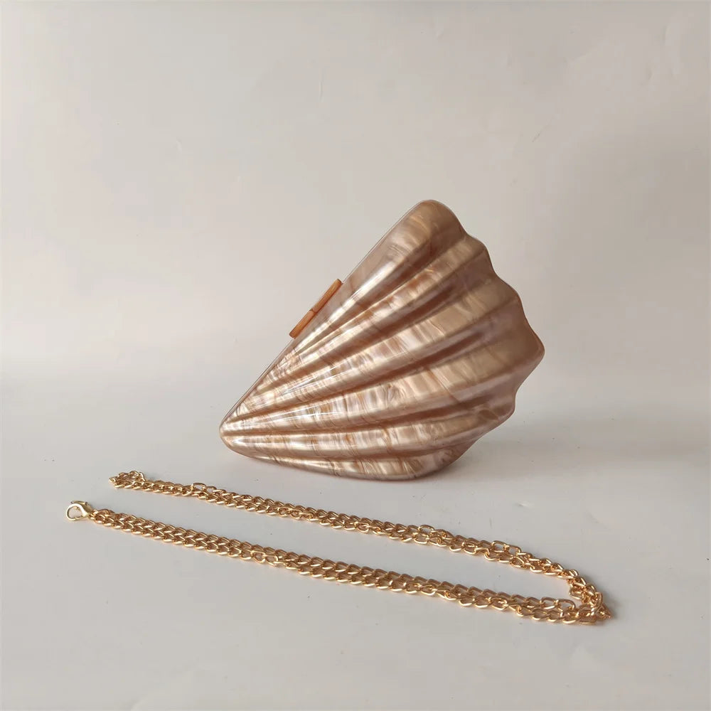 Shell Marble Pearl Box Clutch