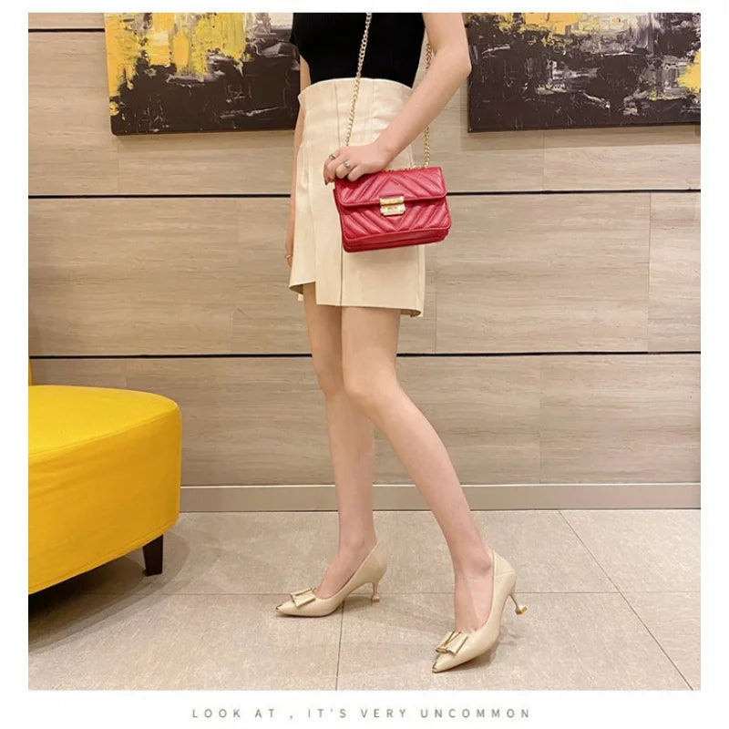 2026 Summer New Pointed-Toe Stiletto Heels, Women's Medium Height Office Pumps, Elegant Work Dress Shoes for Commuting
