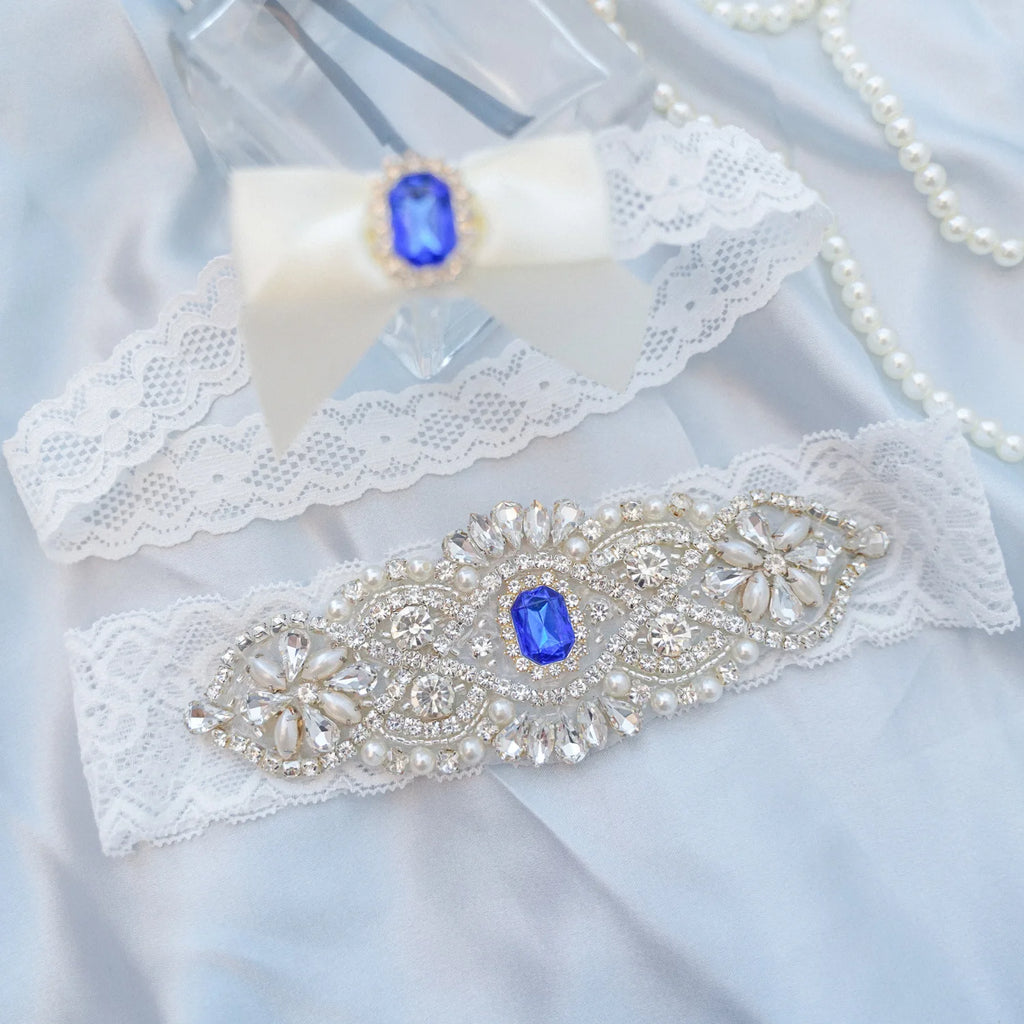 Shinny Crystals Pearls Wedding Garter Belt Bride Cosplay Party Accessories  Lace Elastic Leg Ring Bridal Leg Garter