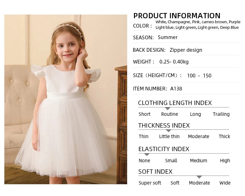 Backless Bow Flower Girl Tulle Dress