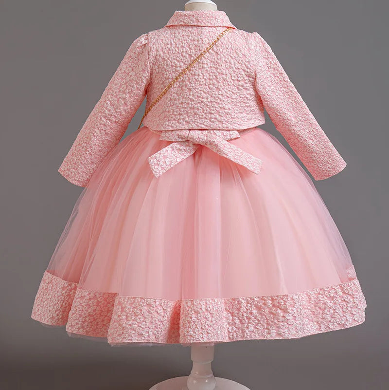 Long-Sleeve Flower Girl Dress Set