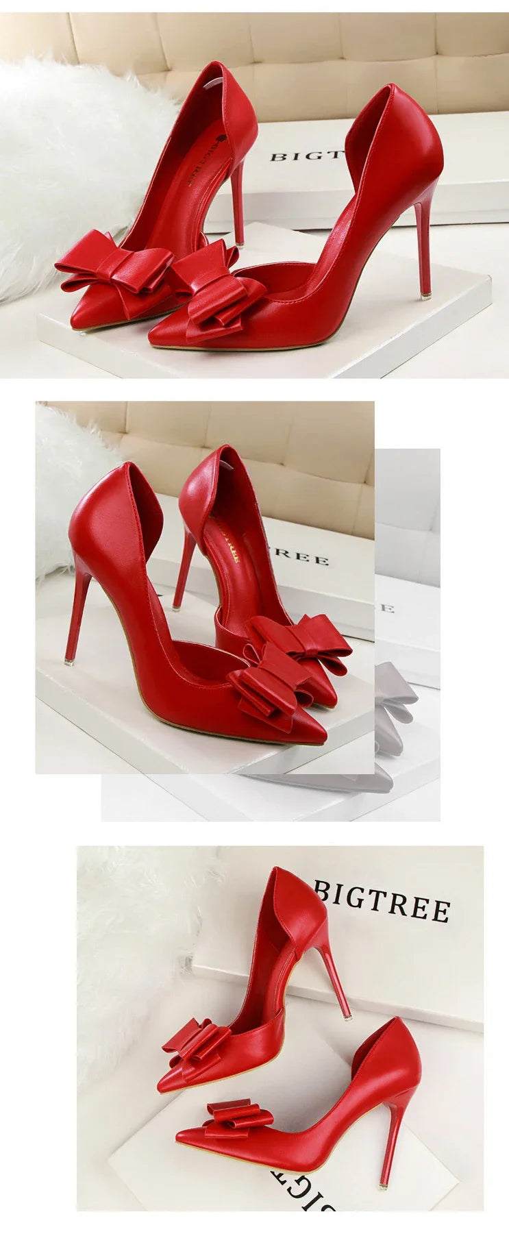 Spring Party Elegant Pink Butterfly-Knot High Heels Women Fashion Wedding Dress Pumps Side Hollowed Stiletto Shoes