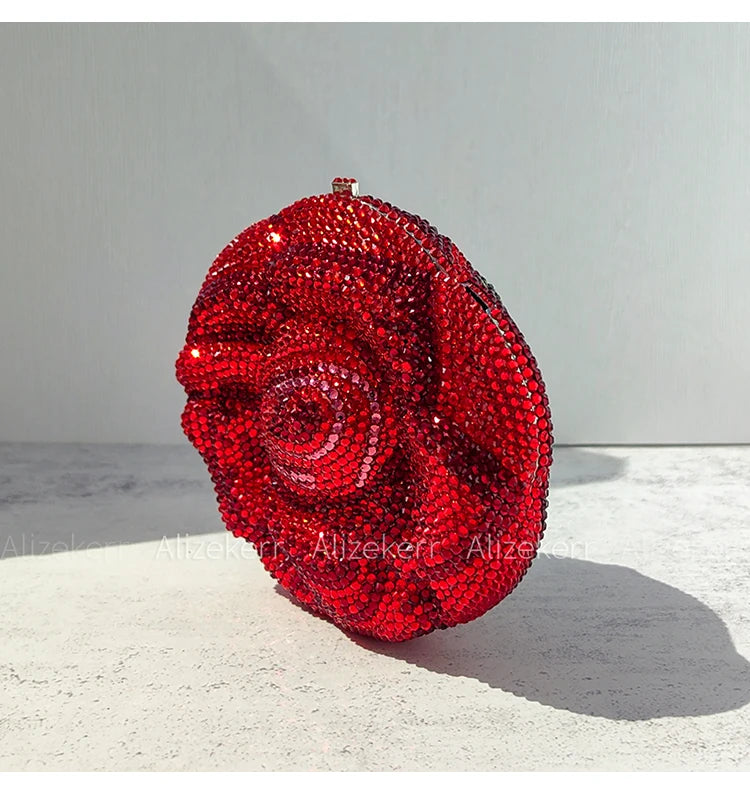 Rose-Shaped Flower Evening Clutch