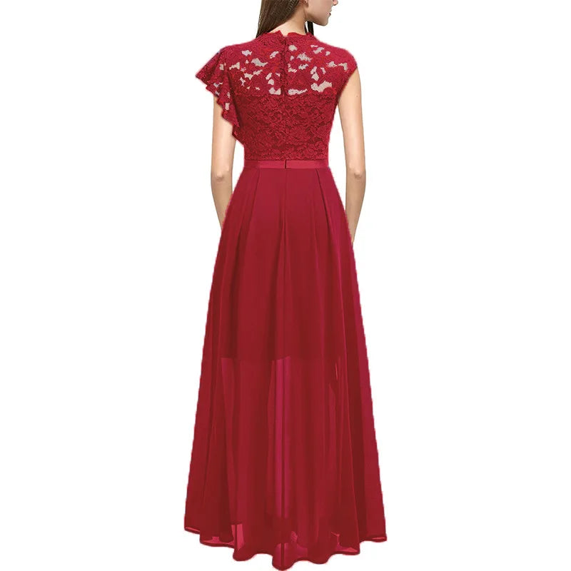 3D Flower High Slit Bridesmaid Dress