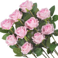 10pcs Artificial Flowers Silk Roses Long Branch Valentine's Day Bridal Bouquets Wedding Home Vase Table Decorations DIY Gift Box