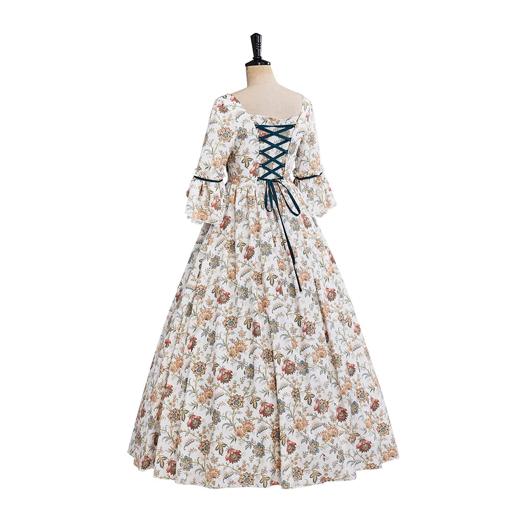 18th Century Rococo Floral Dress Victorian Royal Princess Wedding Ball Gown Marie Antoinette Baroque Gothic Lolita Walking Costu