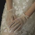 1 Pair Bride Gloves Elegant Bow Knot Pearl Pendant Short Gloves for Wedding Opera Dinner Party Elastic Satin Tea Party Gloves