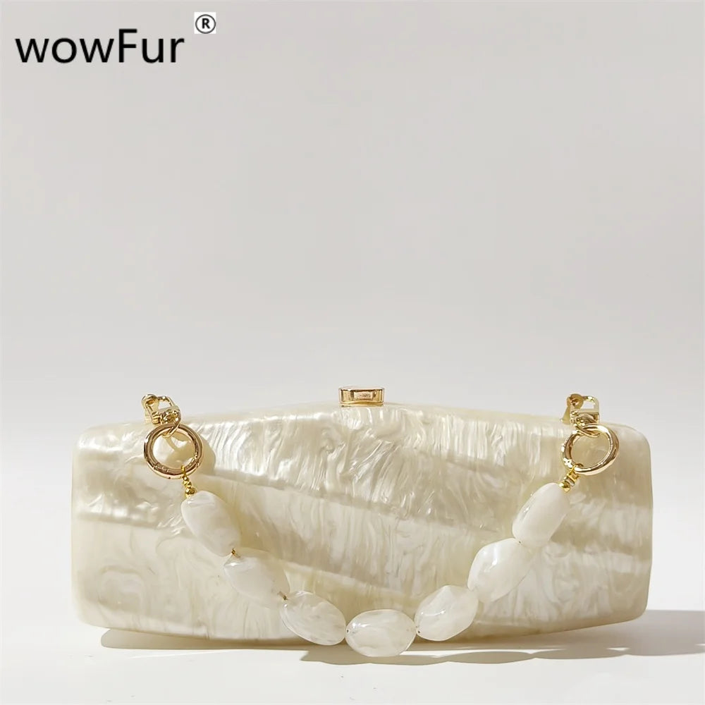 Pearl Marble Acrylic Box Clutch