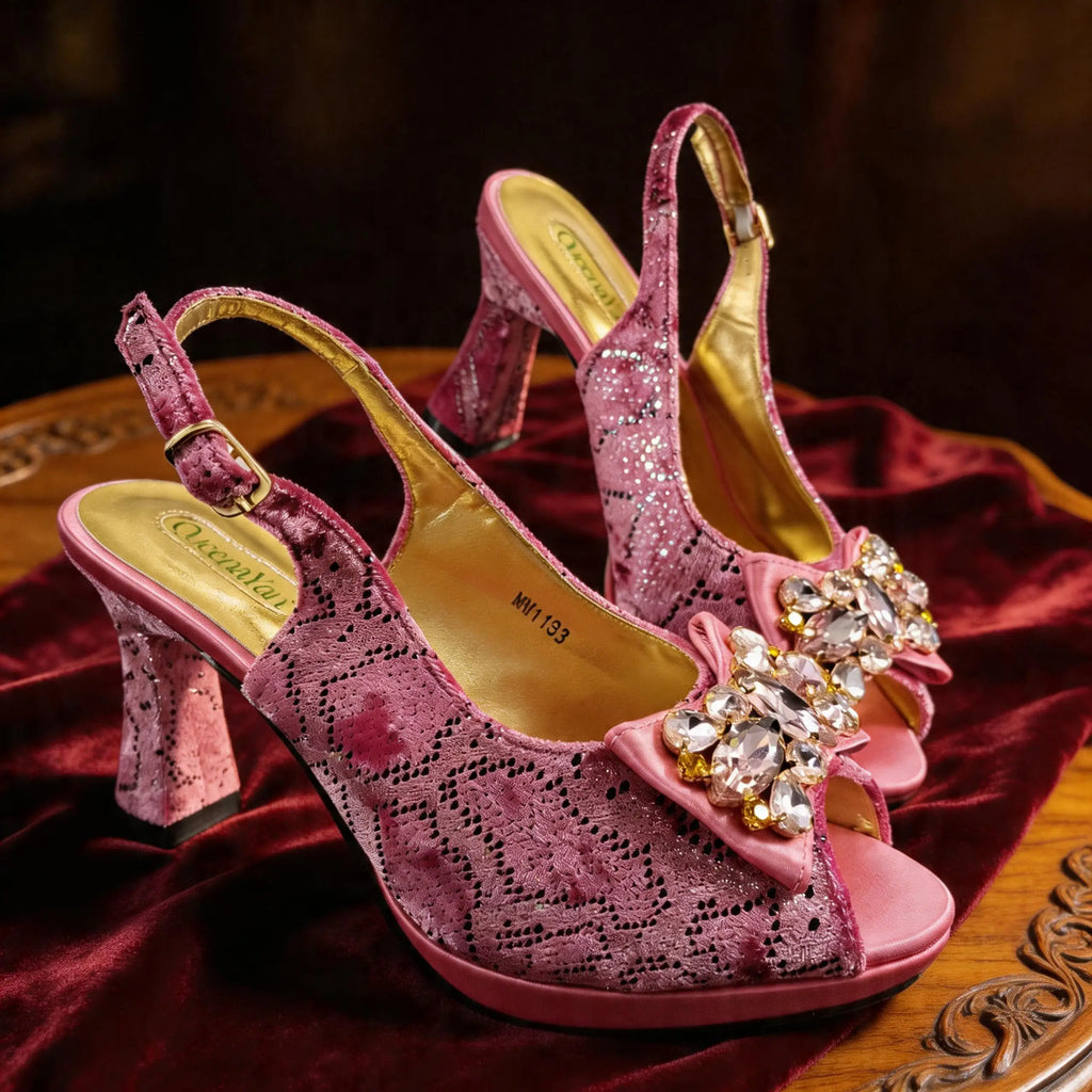 New Designer Bigger Size Shoes and Bags Set for Women 2026 Italian Wedding Shoe for Bride Ladies High Heel Shoes with Rhinestone