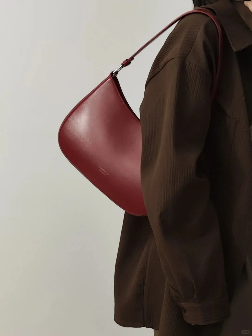 Women Red Baguette Bag Underarm Shoulder Purse Chic Bridal Handbag Designer Style