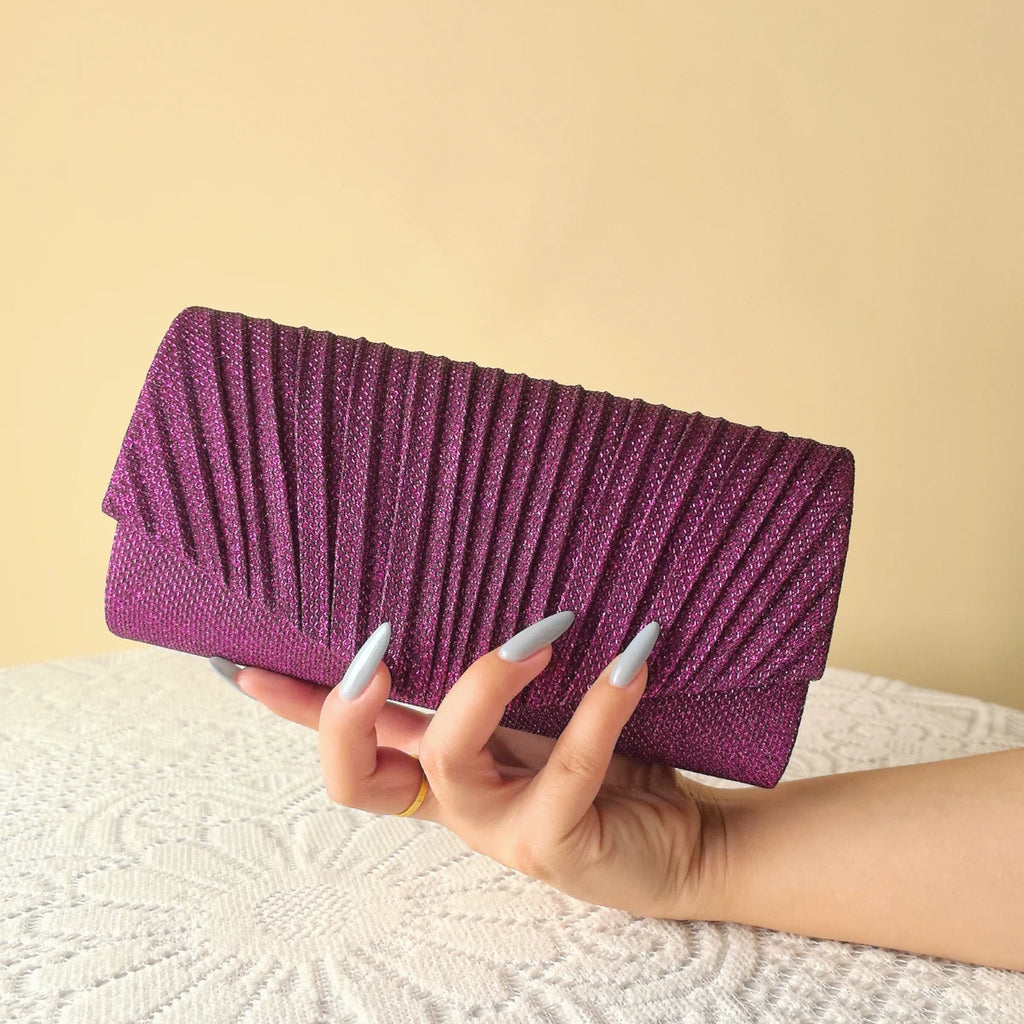 Ruched Sequined Envelope Clutch