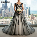 Gothic Wedding Dress Black A-Line Bridal Gowns Lace Appliques Sleeveless Tulle Vintage Bride Dresses Customized 2026 Vestidos