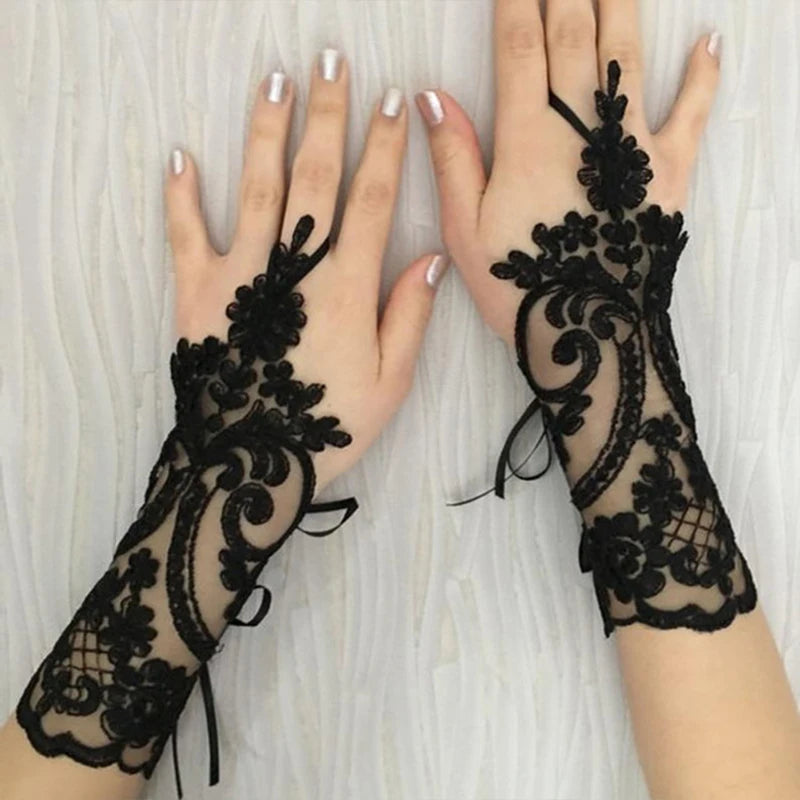 New Women Wedding Fingerless Gloves Lace White Black High Quality Wedding Gloves Mittens Accessory Girl Party Sexy Gloves