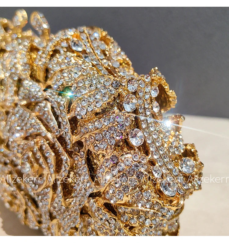 Rose Crystal Flower Evening Clutch
