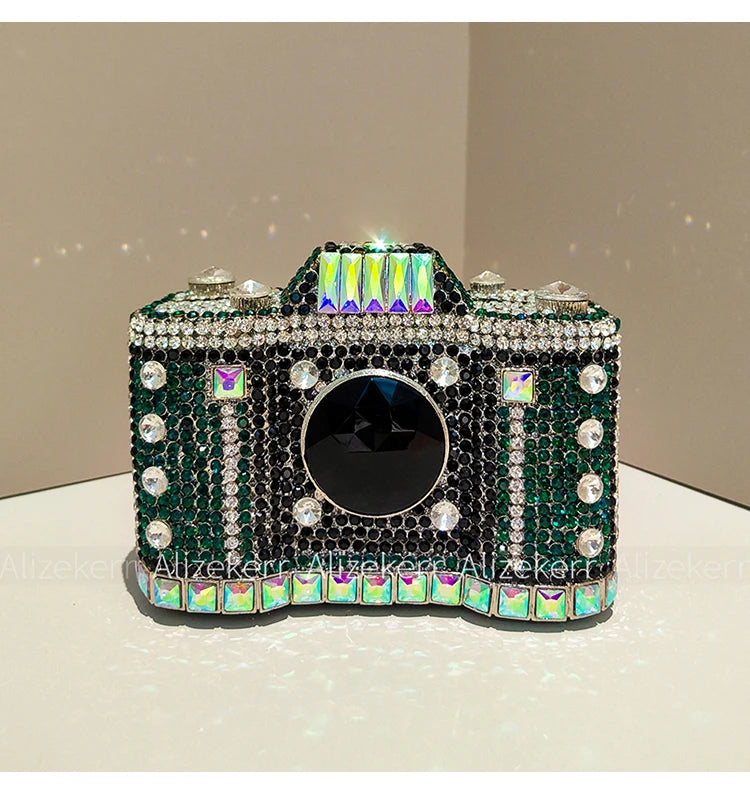 Camera-Shaped Diamond Evening Clutch