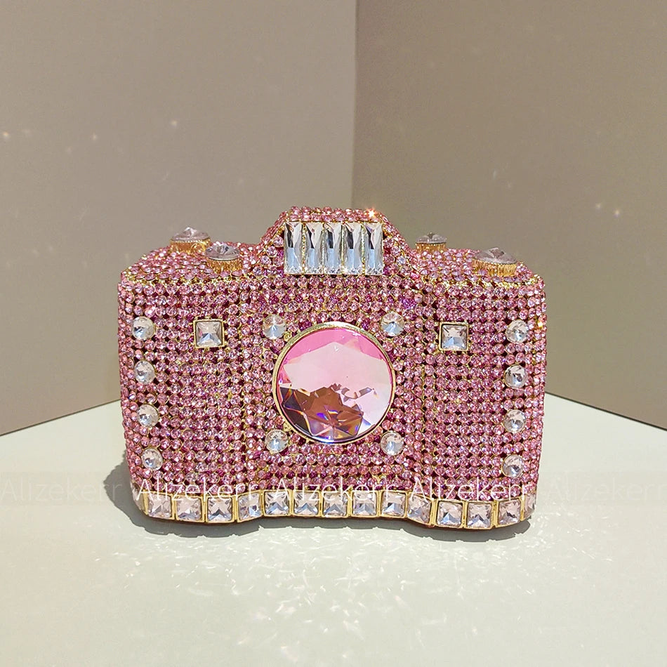 Camera-Shaped Diamond Evening Clutch