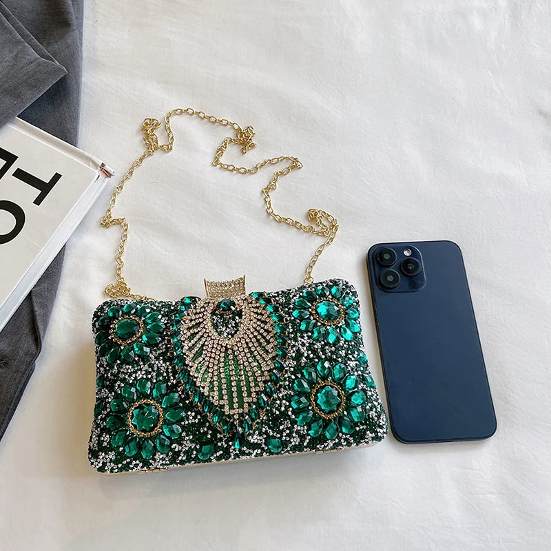 Rhinestone Gemstone Crossbody Clutch
