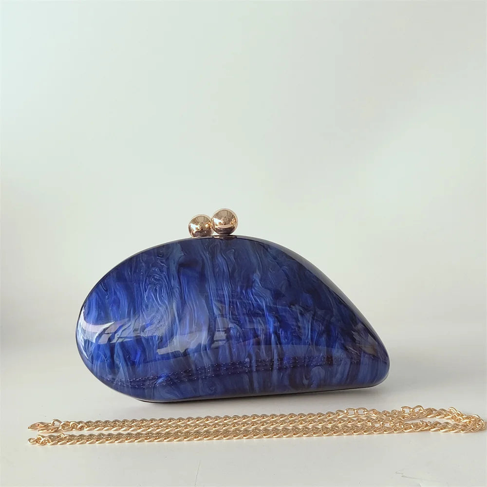 Oval Shell Acrylic Crossbody Clutch
