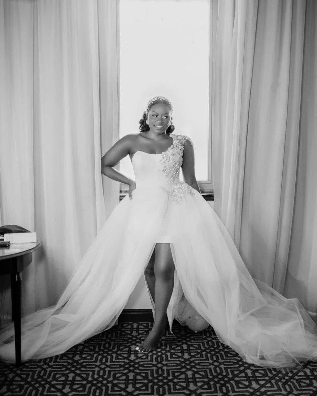 One Shoulder Bride Robe And Nightgown Customized Beading Bridal Gowns Photo shoot Maternity Dressing Gown for Photography