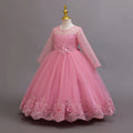Long-Sleeve Lace Flower Girl Dress