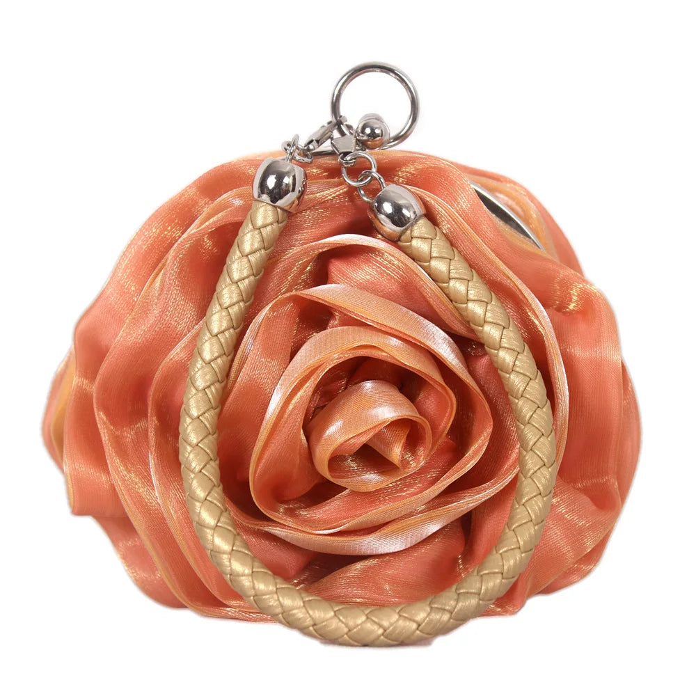 Bridal Rose Flower Evening Clutch Purse Women Bag Small Handbag Lady Silk Wedding Decorate Totes Party Bridesmaid Gift Purses