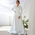 QICHE Modest Muslim Wedding Dresses Long Sleeve Luxury Floor Civil Bride Dresses Plus Customized 2026 Evening Prom Party Gowns