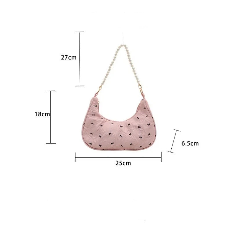 Trendy Wrinkled Bow Purse for Women Versatile Shoulder Bag Elegant Underarm Handbag for Daily Outings