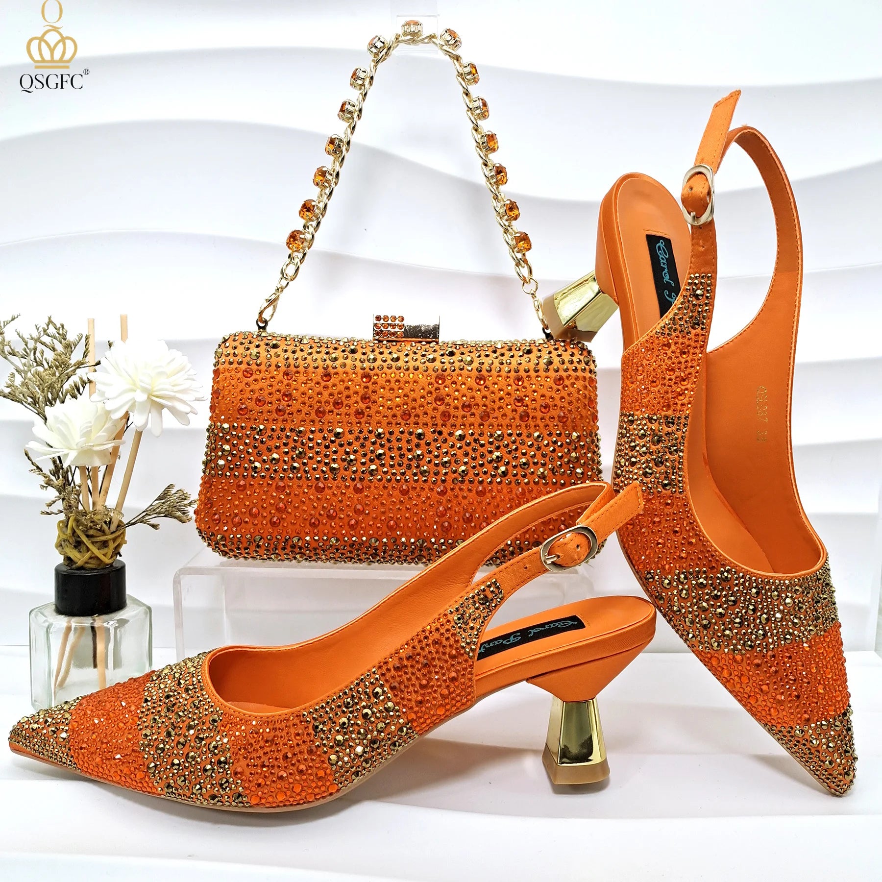 Rhinestone Shoe & Bag Set