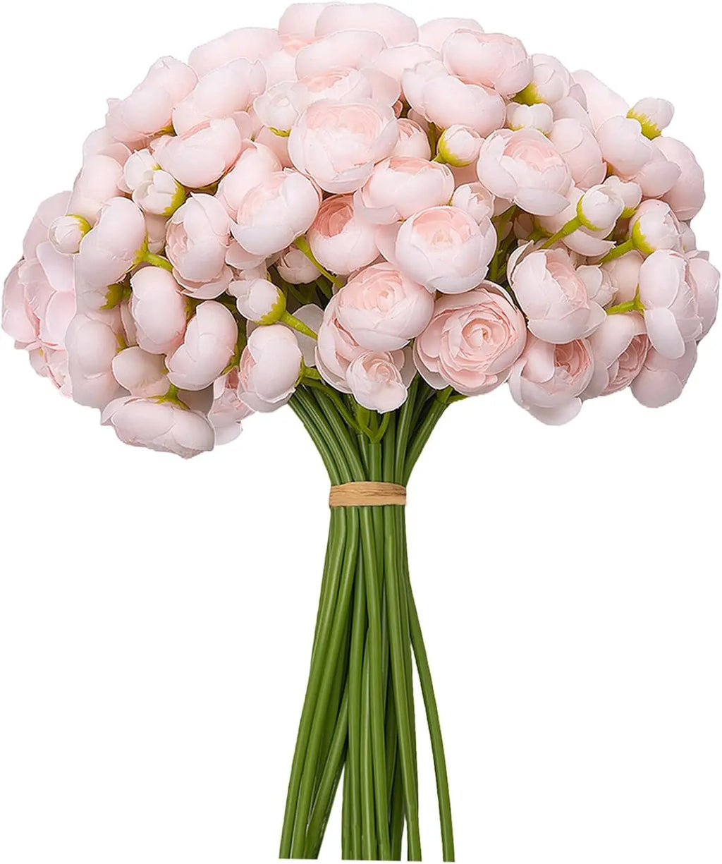 24Pcs Bride Handmade Bouquet Artificial Rose Flowers Wedding Bridesmaids Photography Props Home Decoration Mini Lotus Bouquet