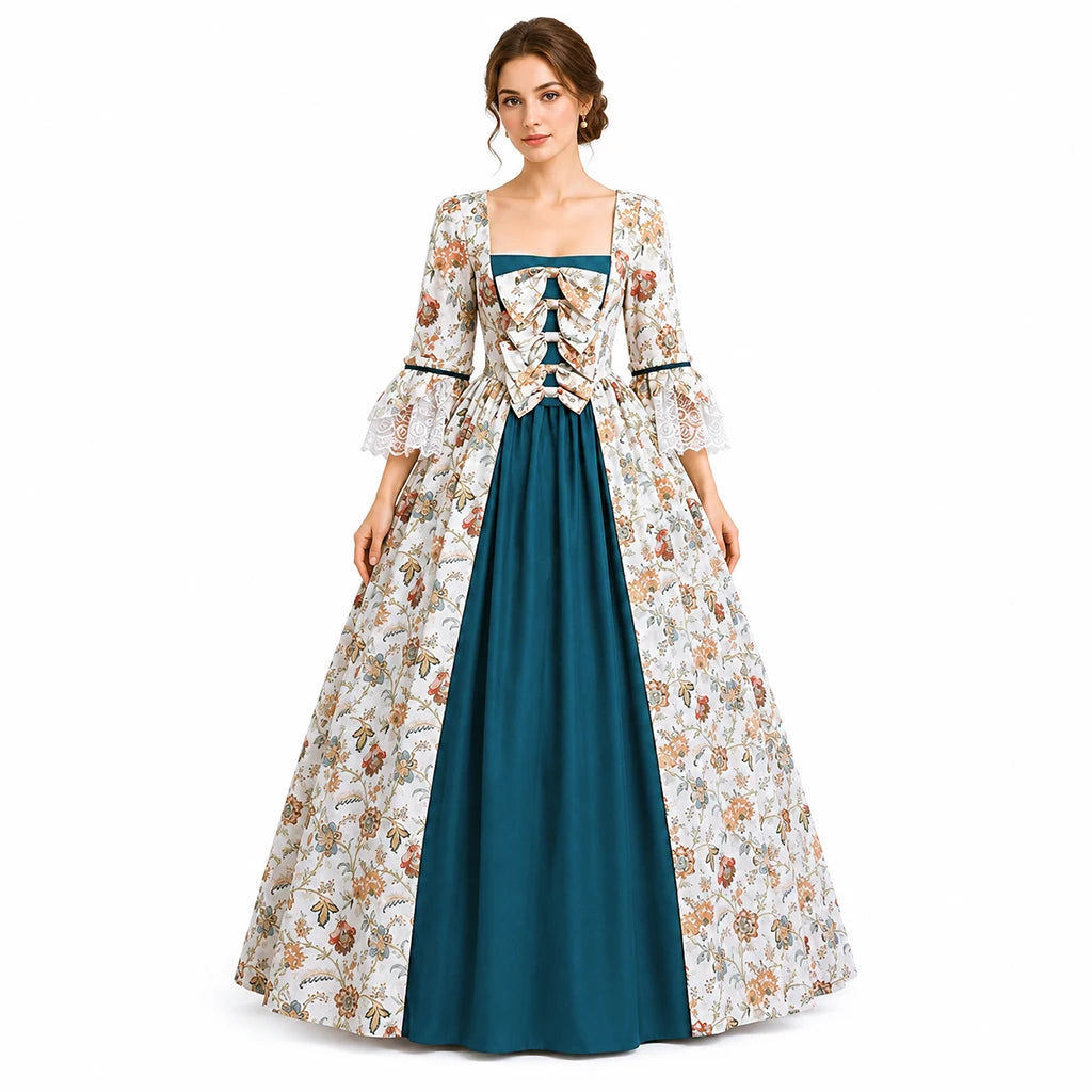 18th Century Rococo Floral Dress Victorian Royal Princess Wedding Ball Gown Marie Antoinette Baroque Gothic Lolita Walking Costu