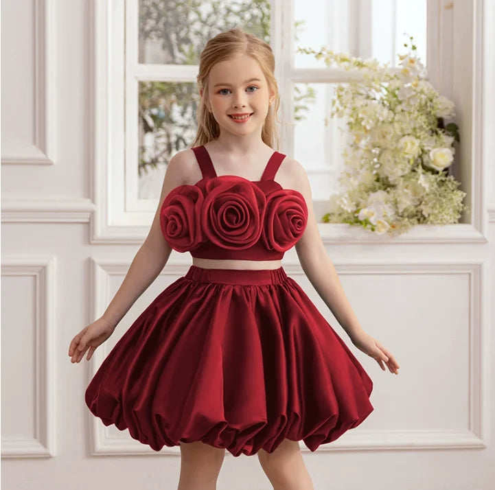 Two-Piece White Flower Girl Dress