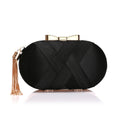 Criss Cross Fashion Evening Bags Woman Tassel Metal Day Clutch Mixed Lady Party Handbags Satin Wedding Bridal Purse