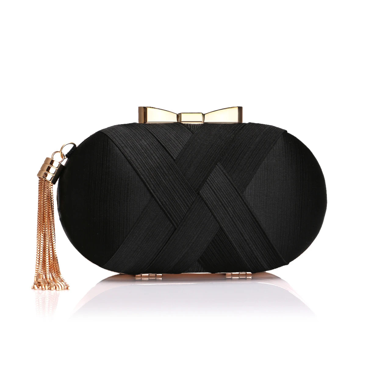 Criss Cross Fashion Evening Bags Woman Tassel Metal Day Clutch Mixed Lady Party Handbags Satin Wedding Bridal Purse