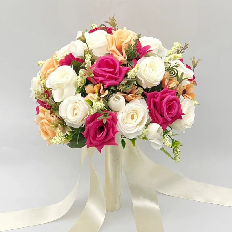 Bride Bouquet Wedding Bouquet Bride Bridesmaid Wedding Accessories Holding Flowers Artificial Natural Rose Wedding Bouquet