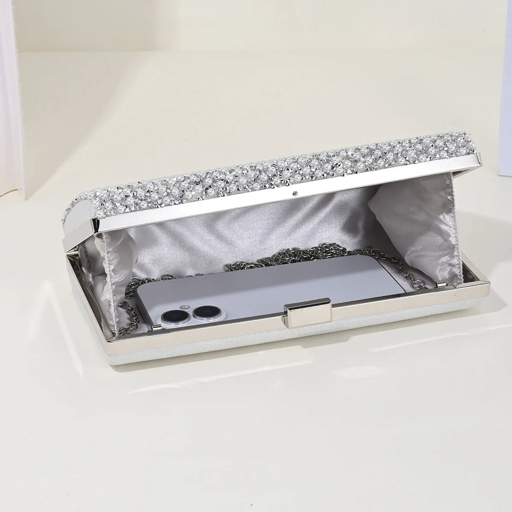 Ladies Evening Bags Clutch Bag Elegant Shiny Hard Metal Buckle Wedding Bridal Dress Evening Bag Banquet Party Handbags
