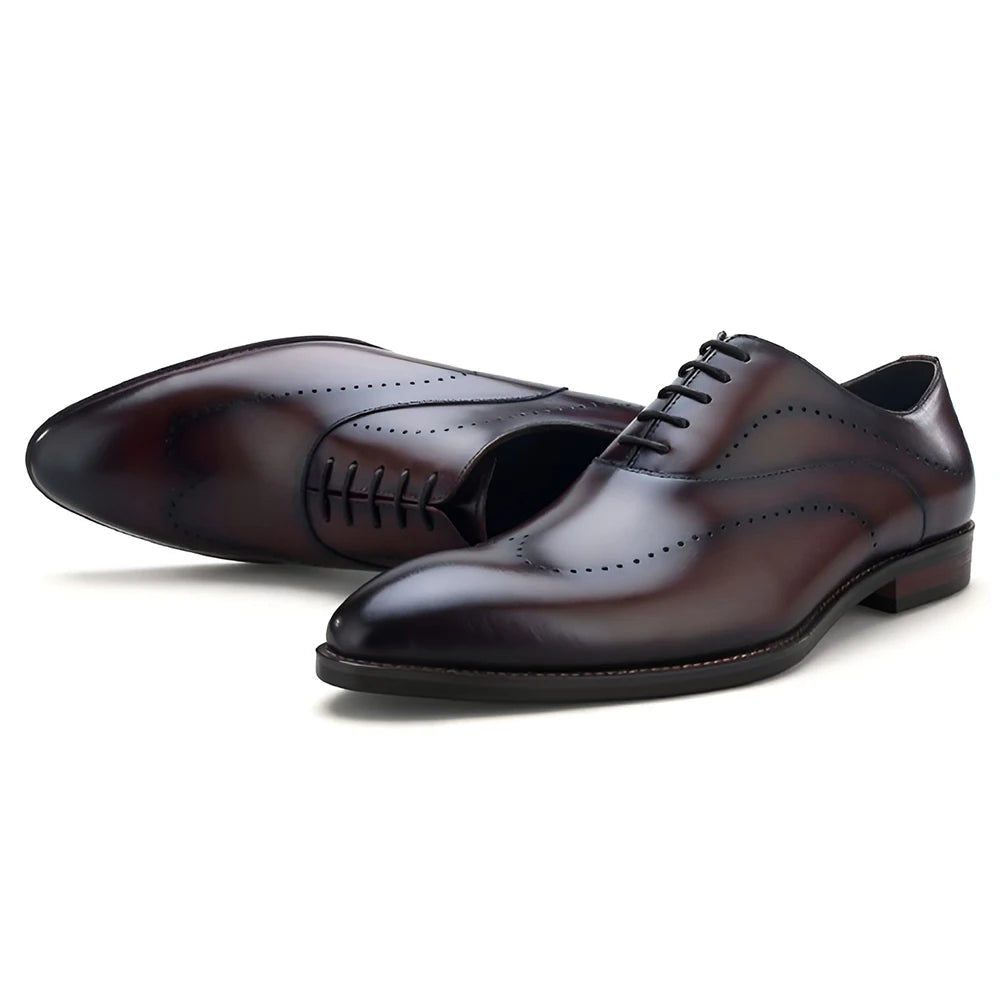 Full-Grain Leather Formal Derby Shoes for Men Daily Wear Business Oxford Dress Shoes